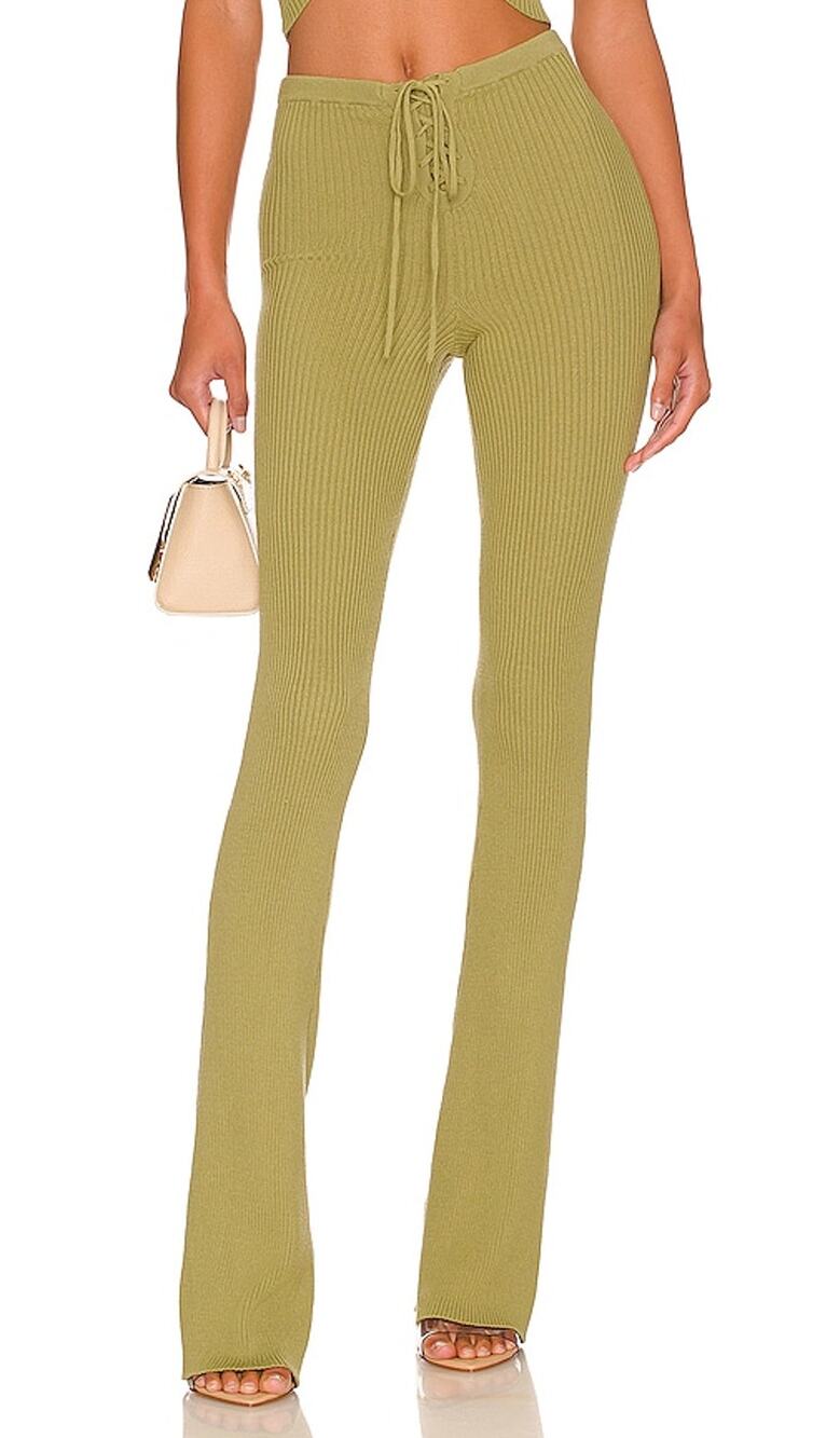 Camila Coelho Ribbed Green Artemis Pants Size S